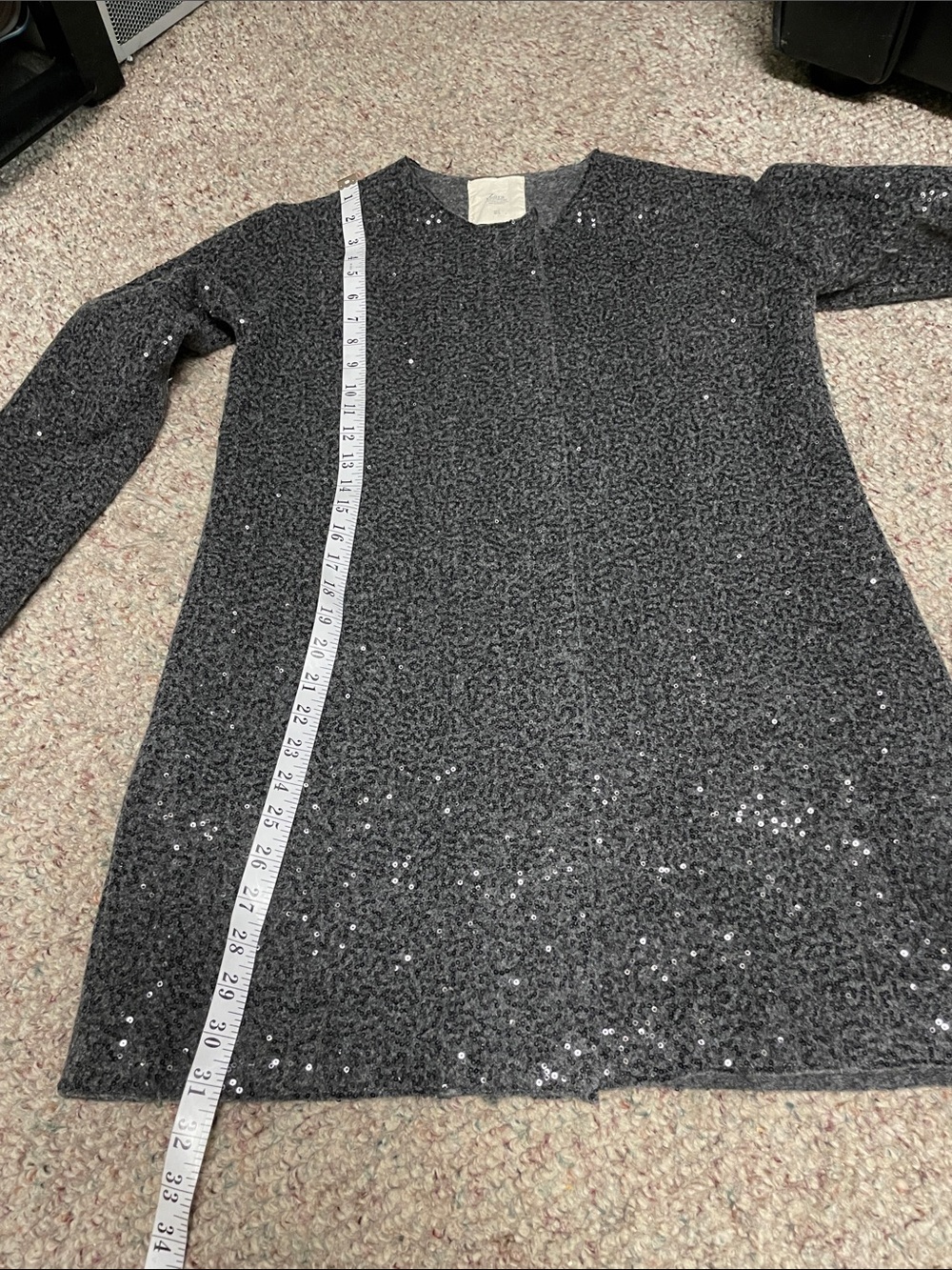 Zara wool Sequin Bouclé long button front Jacket - Picture 7 of 12